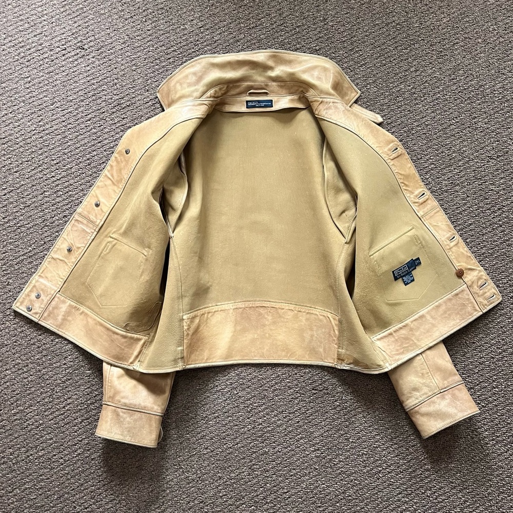 🔴SOLD🔴 Vintage distressed leather Polo Ralph Lauren repro A-1 flight jacket - Picture 3 of 15